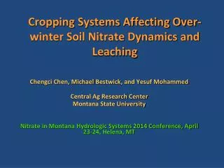 Cropping Systems Affecting Over-winter Soil Nitrate Dynamics and Leaching