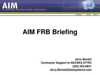 AIM FRB Briefing