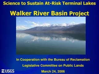 Science to Sustain At-Risk Terminal Lakes Walker River Basin Project