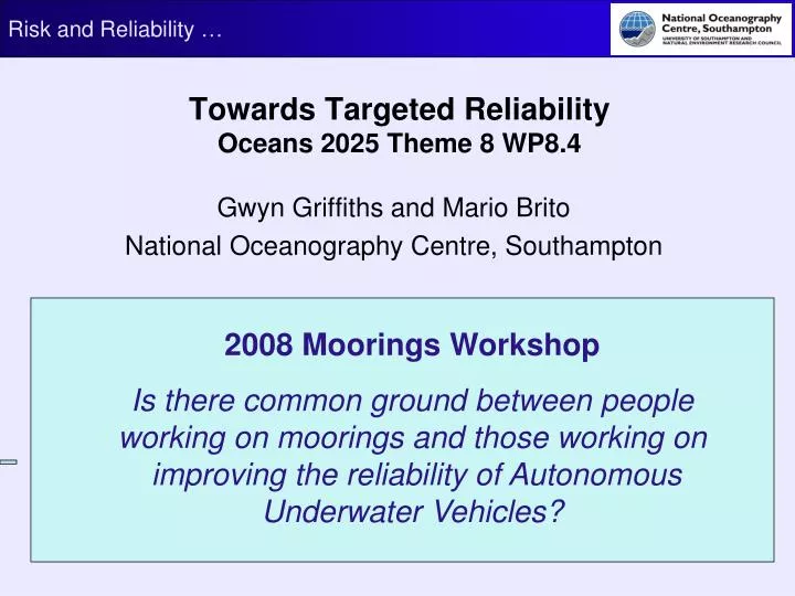 towards targeted reliability oceans 2025 theme 8 wp8 4