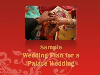 Sample Wedding Plan for a Palace Wedding