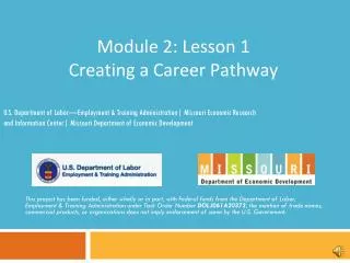 Module 2: Lesson 1 Creating a Career Pathway