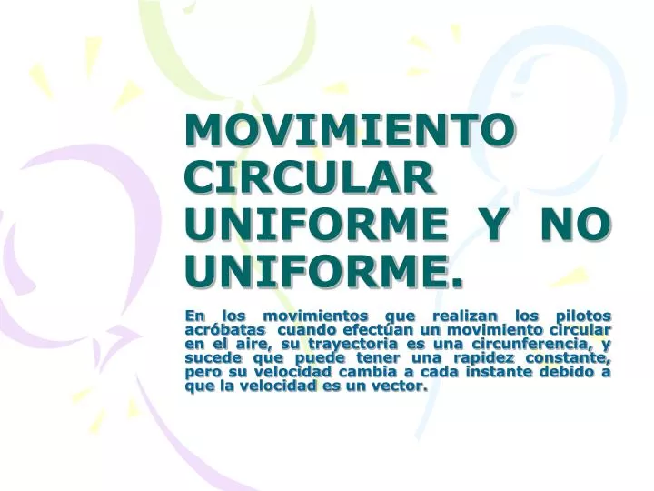 movimiento circular uniforme y no uniforme
