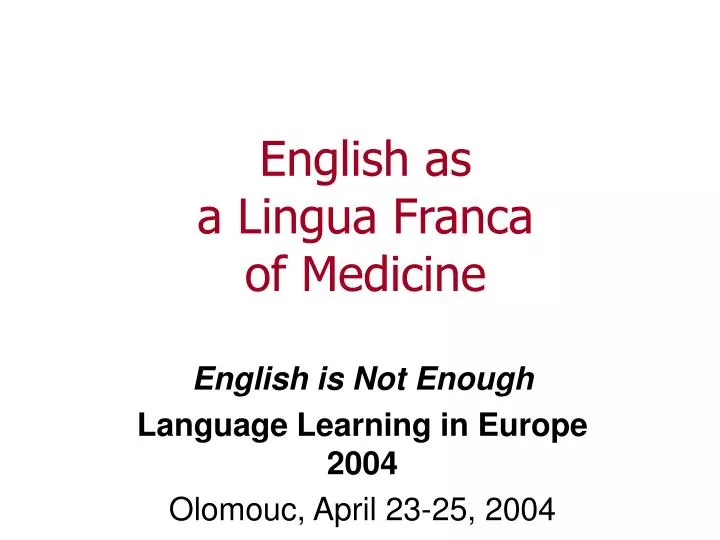 english as a lingua franca of medicine