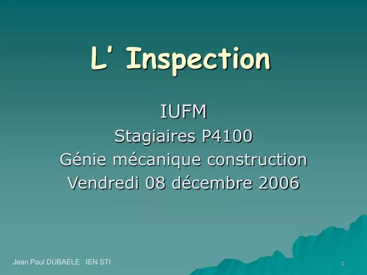 PPT - L' Inspection PowerPoint Presentation, free download - ID