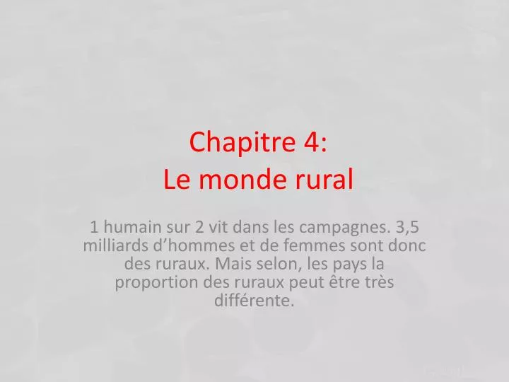 chapitre 4 le monde rural