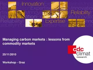 Managing carbon markets : lessons from commodity markets 25/11/2010 Workshop - Graz