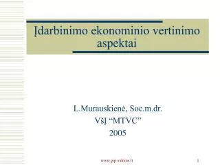 darbinimo ekonominio vertinimo aspektai