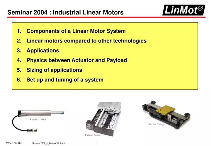 seminar 2004 industrial linear motors