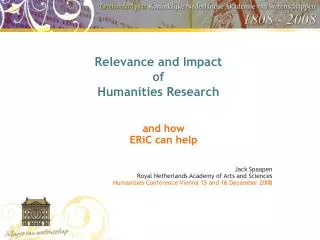 Relevance and Impact of Humanities Research