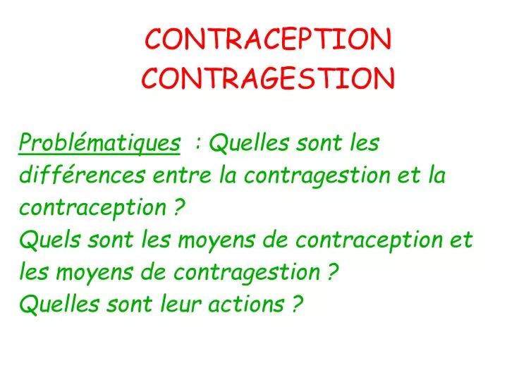 contraception contragestion