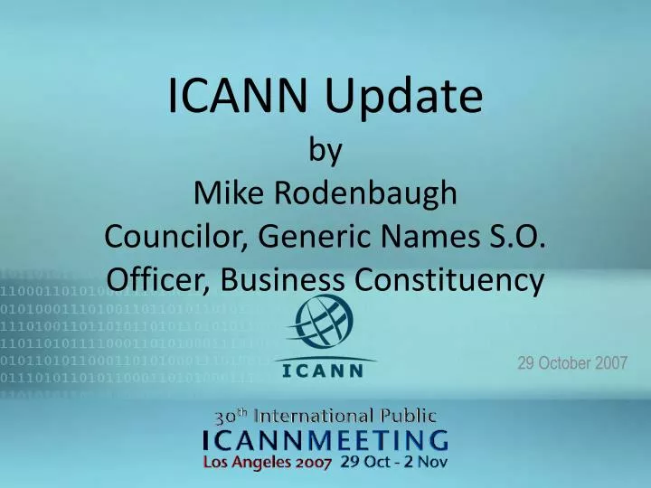 icann update by mike rodenbaugh councilor generic names s o officer business constituency