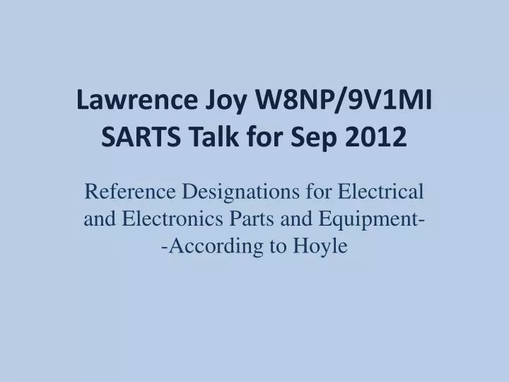lawrence joy w8np 9v1mi sarts talk for sep 2012