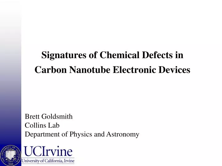 signatures of chemical defects in carbon nanotube electronic devices