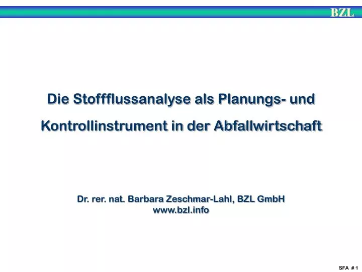 die stoffflussanalyse als planungs und kontrollinstrument in der abfallwirtschaft