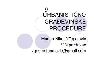 urbanisti ko gra evinske procedure