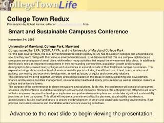College Town Redux Presentation by Robert Karrow, editor of CollegeTownLife from