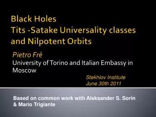 Black Holes Tits -Satake Universality classes and Nilpotent Orbits