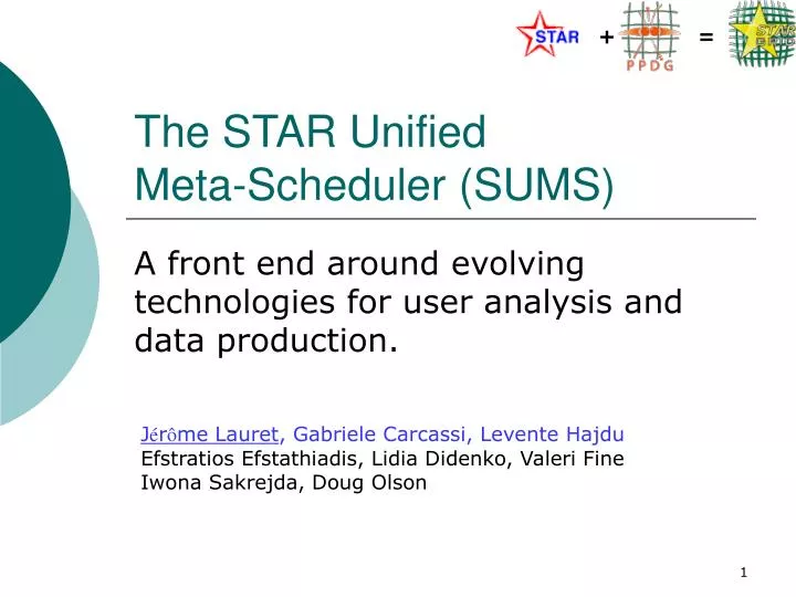 the star unified meta scheduler sums