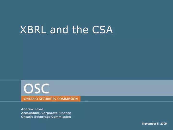 xbrl and the csa