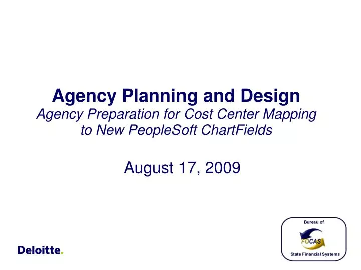 agency planning and design agency preparation for cost center mapping to new peoplesoft chartfields
