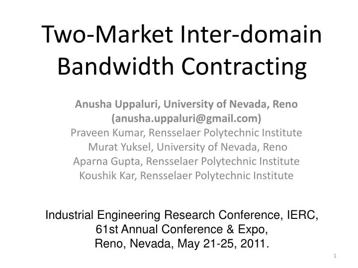 two market inter domain bandwidth contracting