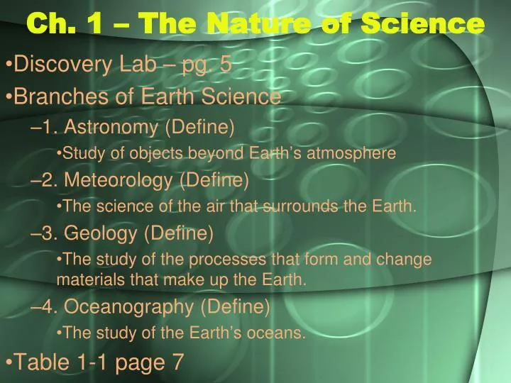 ch 1 the nature of science