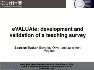 eVALUAte: development and validation of a teaching survey