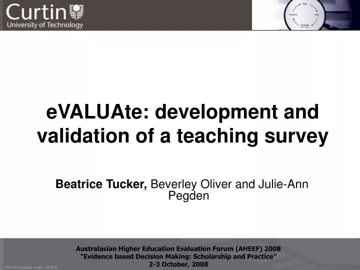 evaluate development and validation of a teaching survey