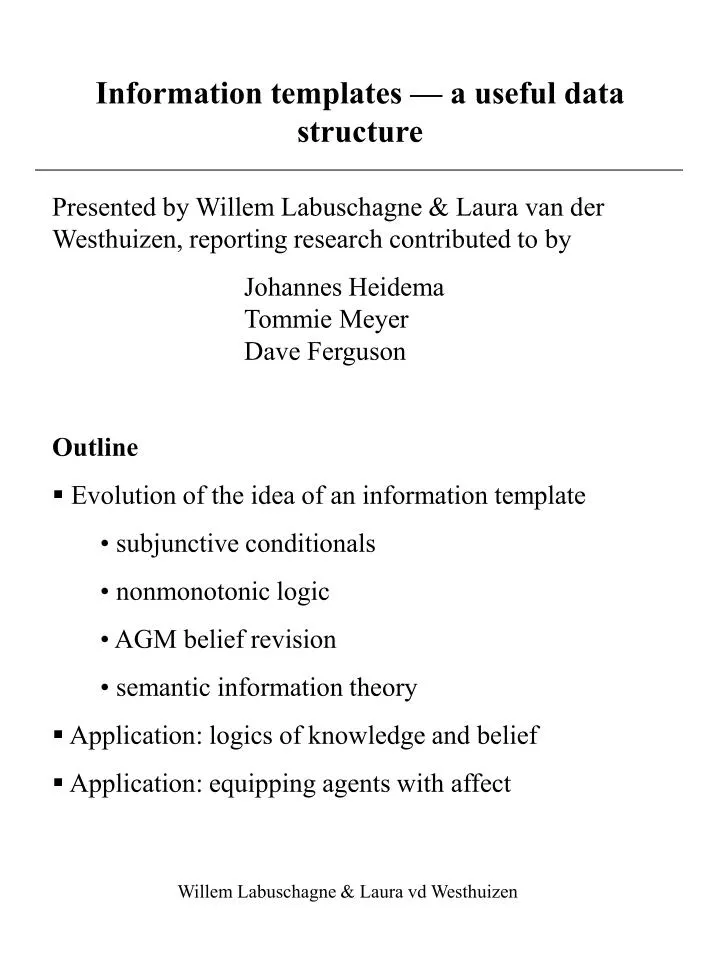 information templates a useful data structure