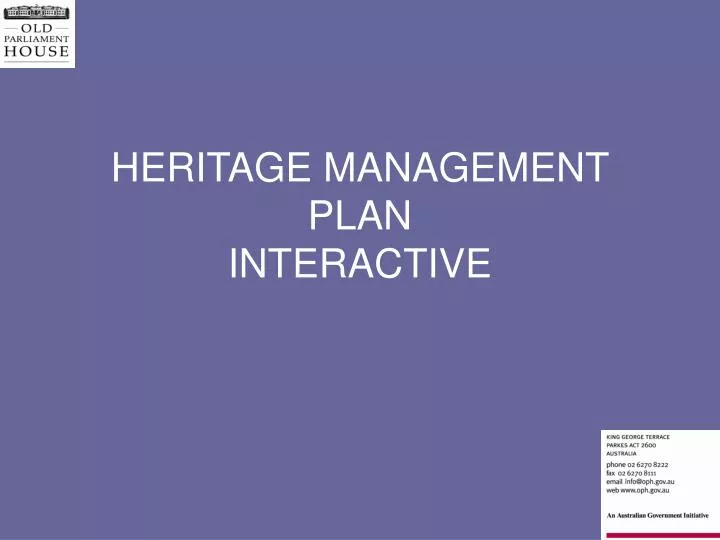 heritage management plan interactive