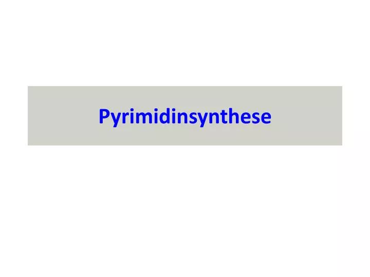 pyrimidinsynthese