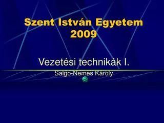 szent istv n egyetem 2009