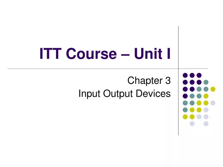 itt course unit i