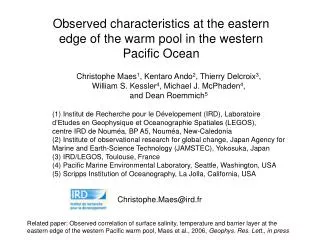 Observed characteristics at the eastern edge of the warm pool in the western Pacific Ocean