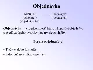 objedn vka