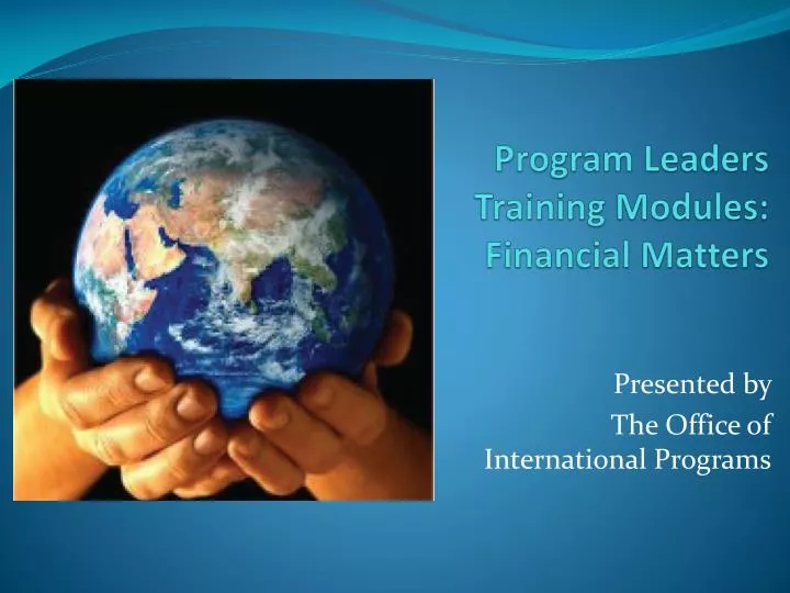 program leaders training modules financial matters
