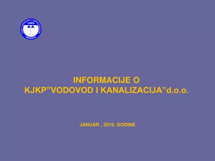 informacije o kjkp vodovod i kanalizacija d o o