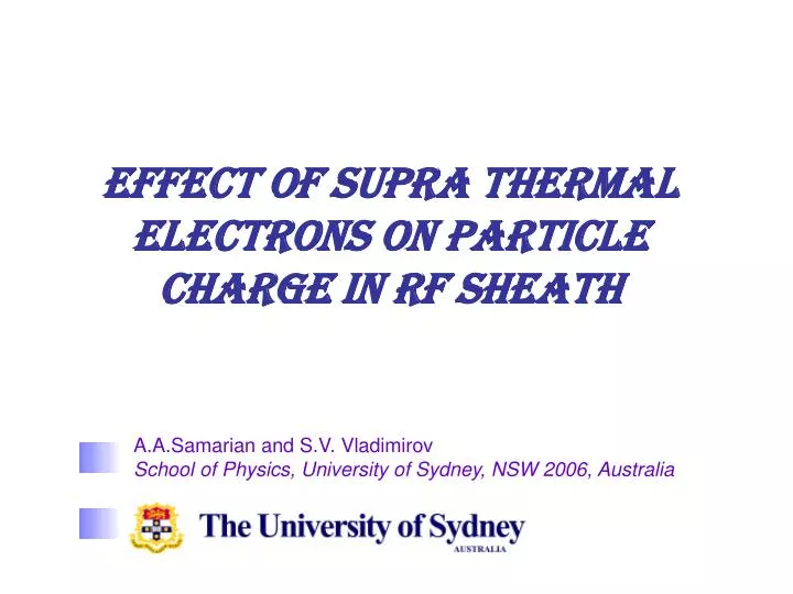 effect of supra thermal electrons on particle charge in rf sheath