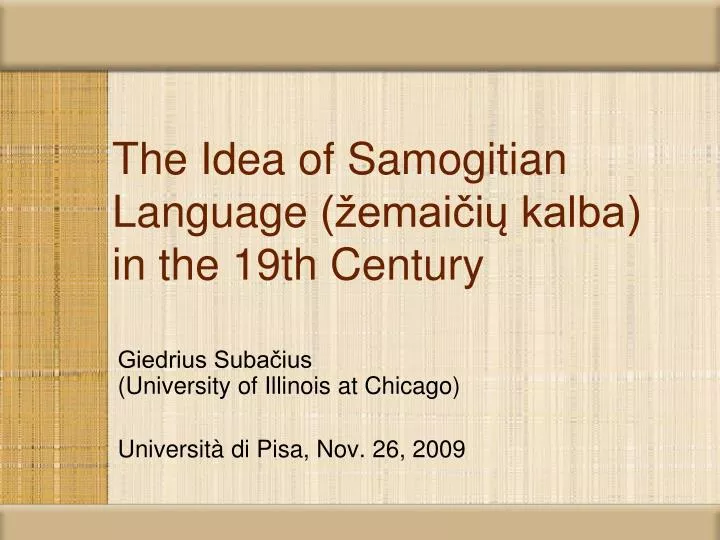 the idea of samogitian language emai i kalba in the 19th century