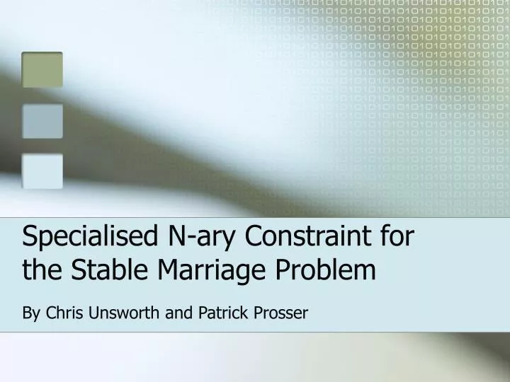 specialised n ary constraint for the stable marriage problem
