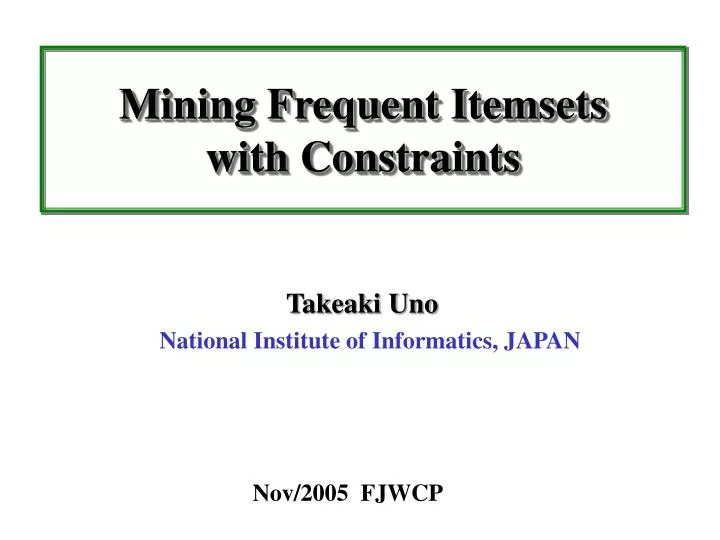 mining frequent itemsets with constraints