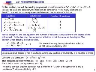Equation Solution set