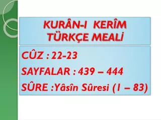 KURÂN-I KERÎM TÜRKÇE MEALİ