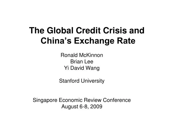 the global credit crisis and china s exchange rate