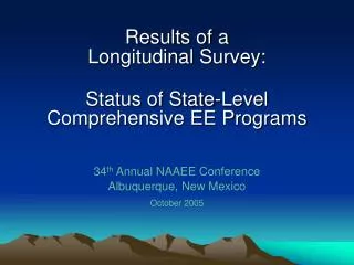 Results of a Longitudinal Survey: Status of State-Level Comprehensive EE Programs
