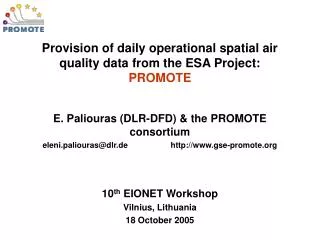 Provision of daily operational spatial air quality data from the ESA Project: PROMOTE