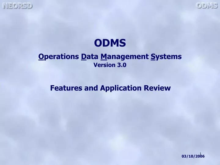 odms o perations d ata m anagement s ystems version 3 0