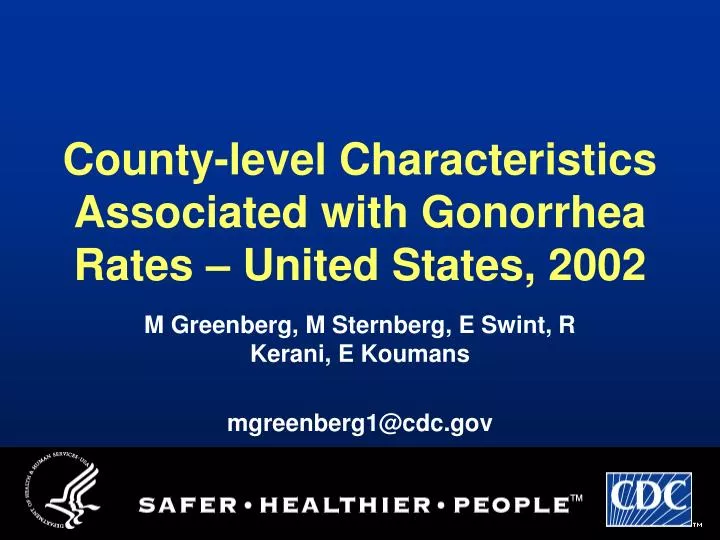 county level characteristics associated with gonorrhea rates united states 2002