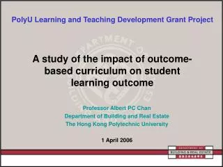 A study of the impact of outcome-based curriculum on student learning outcome